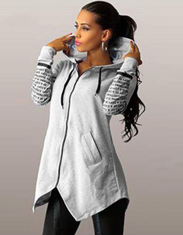Graffiti Letter Hoodie Zipper Jacket for Women