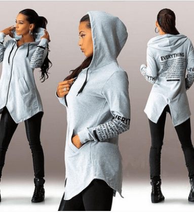 Graffiti Letter Hoodie Zipper Jacket for Women