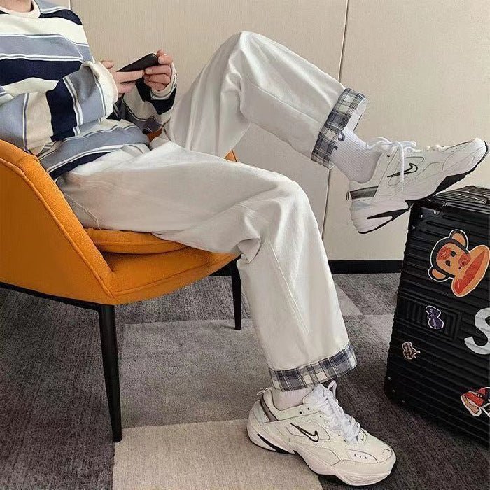 High-Waist Denim Cargo Pants