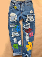 High Waist Ripped Fashion Jeans for Women