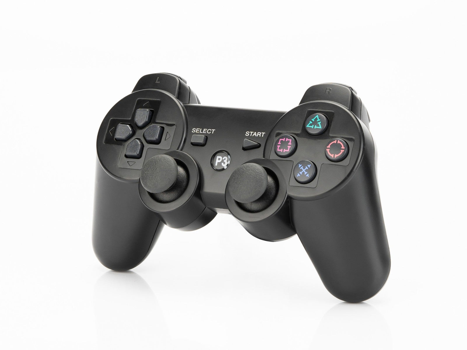 Controlador de jogos com fio USB Techancy para PS3 + PC, TX1705, com joystick duplo com feedback vibratório, preto
