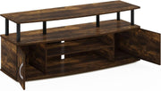 Jaya Amber Pine TV Stand for 55 Inch TV Open Shelves Black