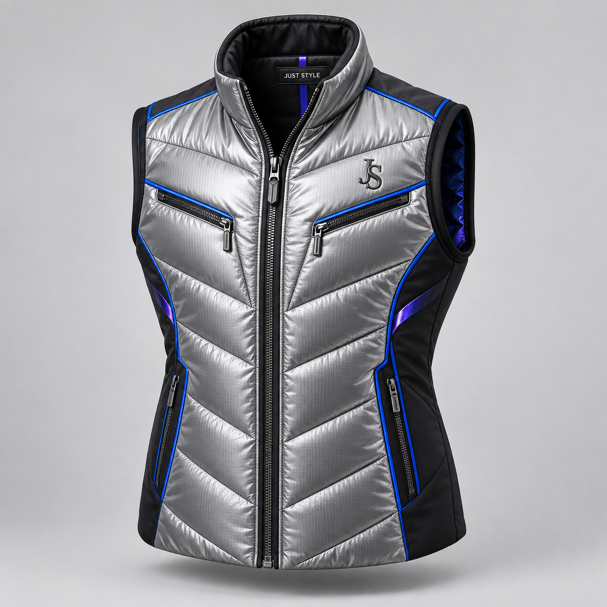 Just Style Celestial Chrome Quilted Utility Vest