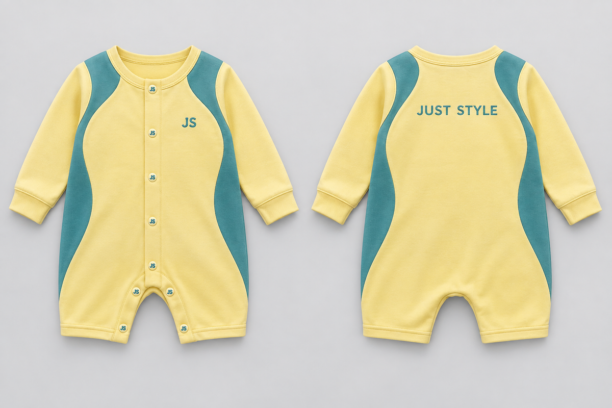Just Style Official Baby Butter Teal Snap Romper