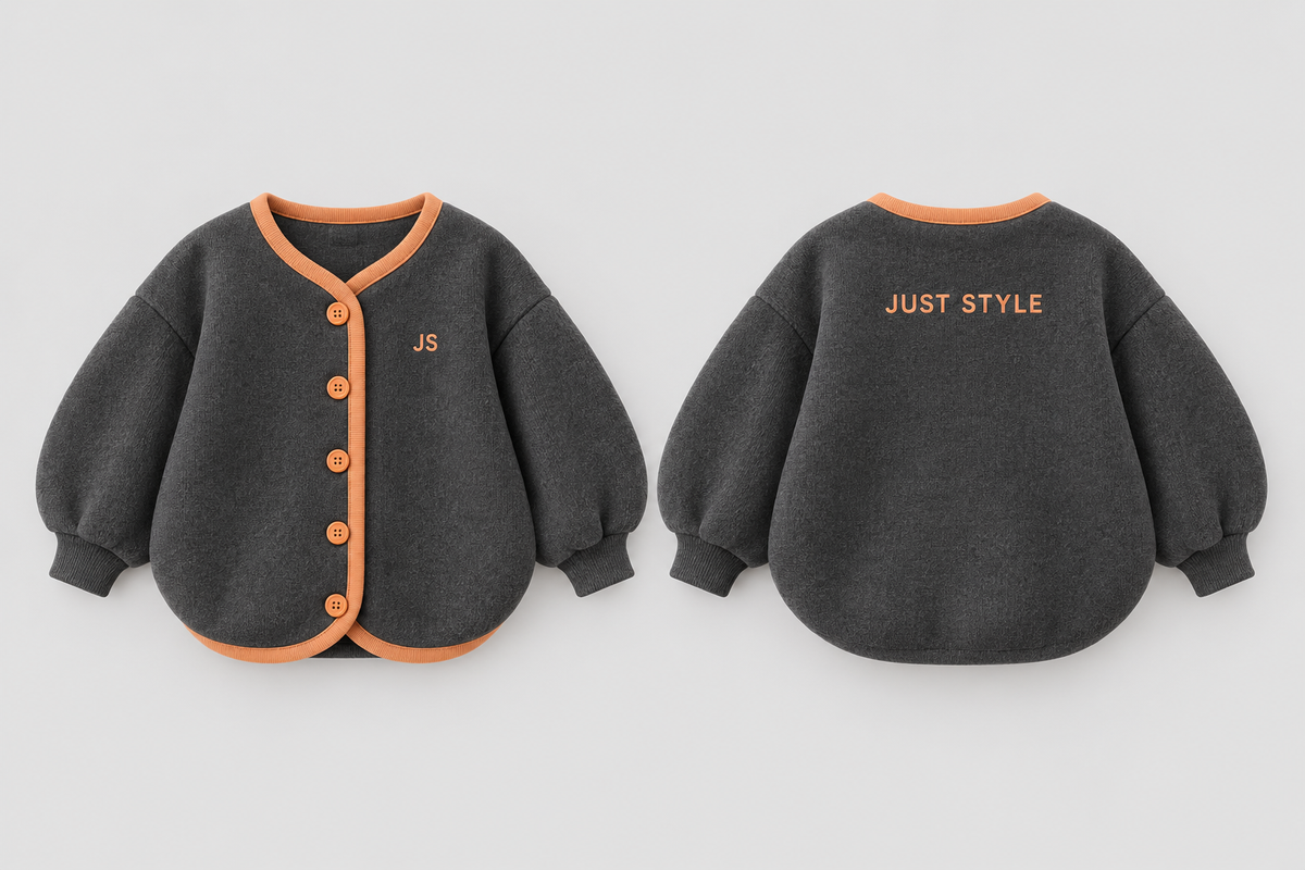 Just Style Official Baby Charcoal Apricot Cocoon-Sleeve Cardigan