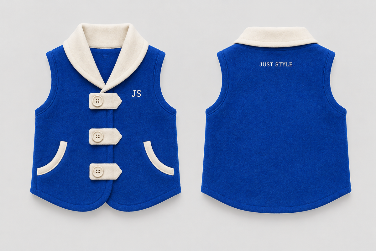 Just Style Official Baby Cobalt Cream Button-Tab Cardigan Vest