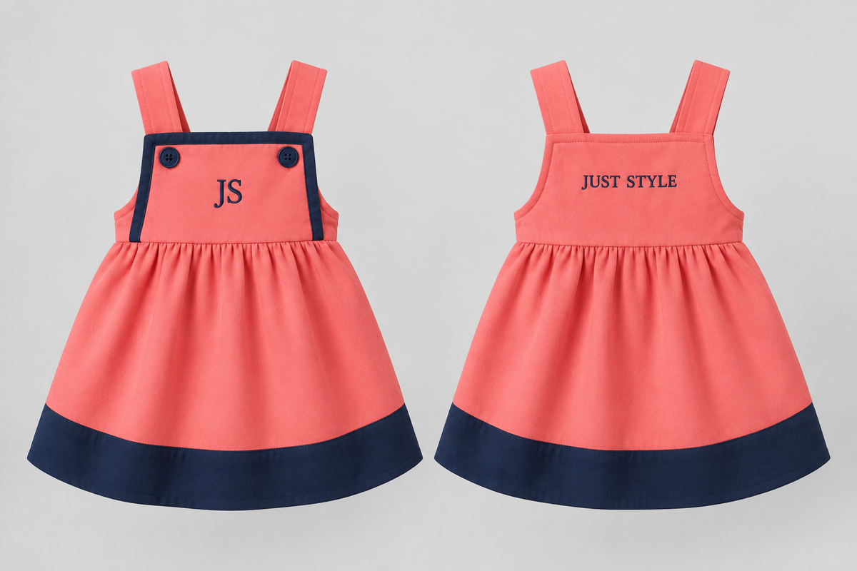 Just Style Official Baby Coral Navy Pinafore Dress