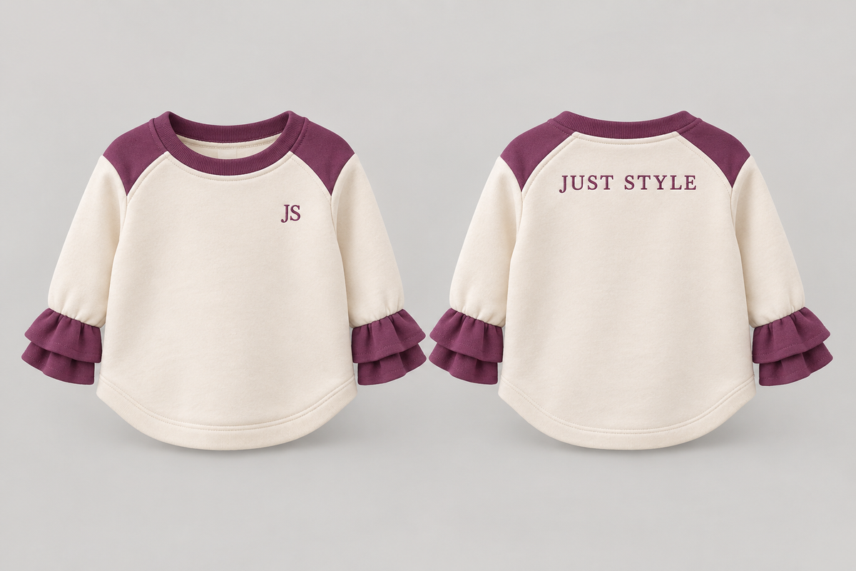 Just Style Official Baby Cream Berry Fan-Cuff Sweatshirt