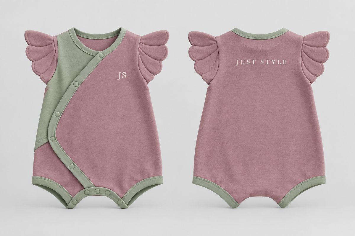 Just Style Official Baby Mauve Sage Wing-Sleeve Romper