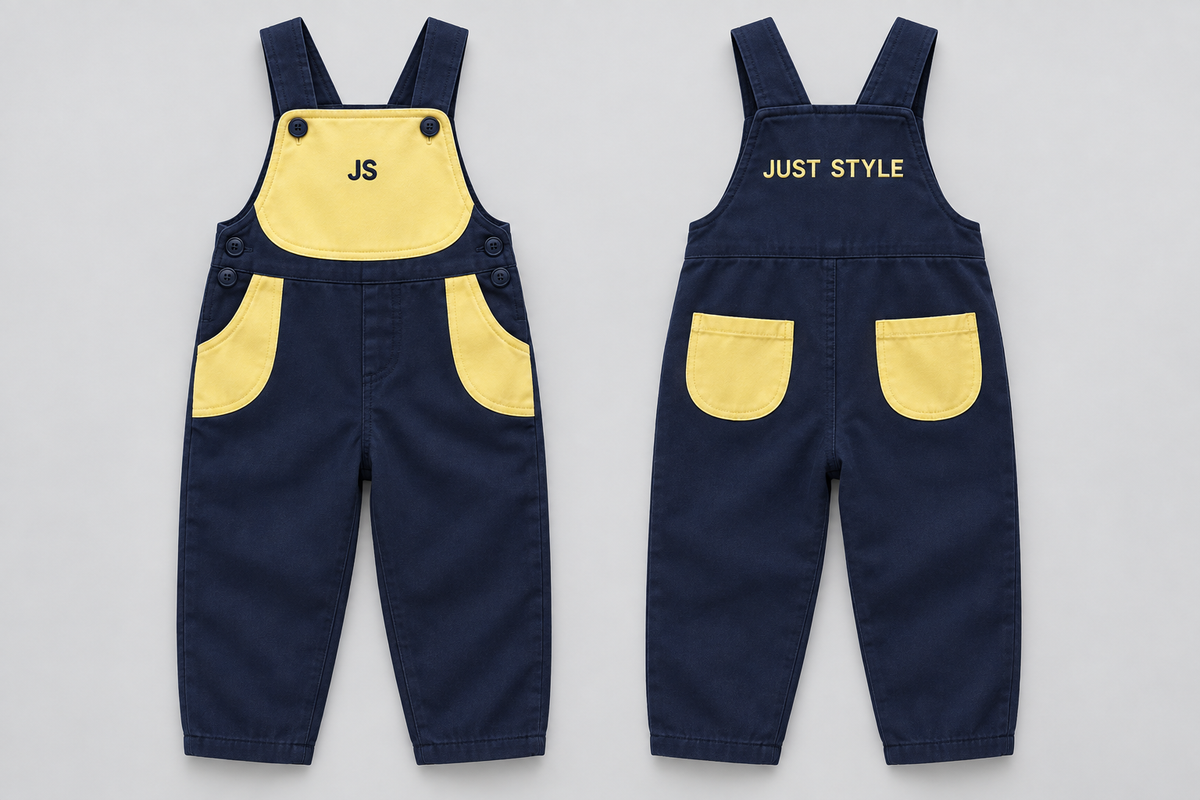 Just Style Official Baby Navy Lemon Pocket-Panel Overalls