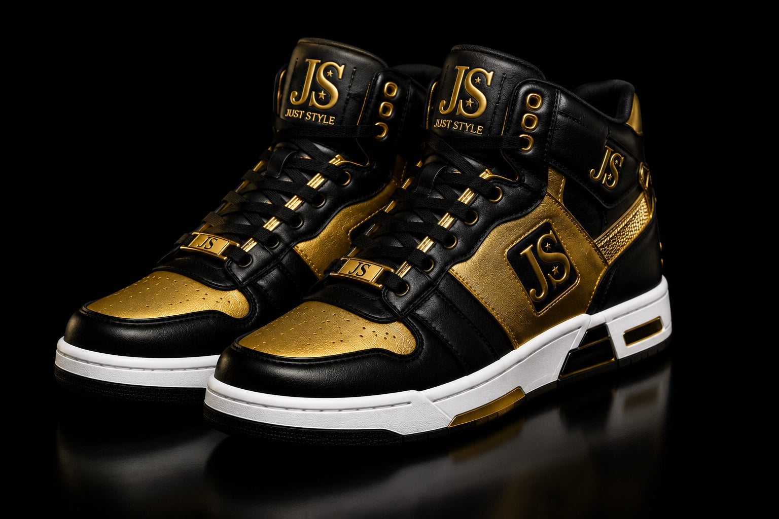 Just Style Black & Gold Signature High-Top Sneakers