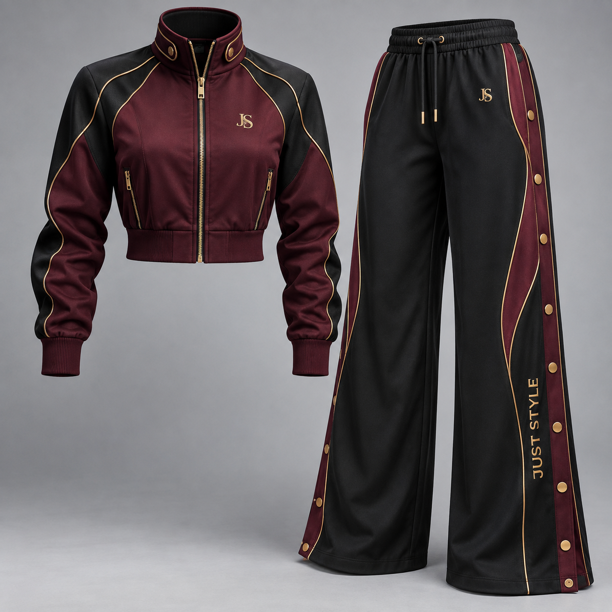 Just Style Burgundy Gold Cropped Training Set