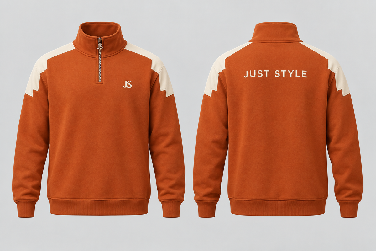 Just Style Official Burnt Orange Cream Funnel-Neck Sweatshirt