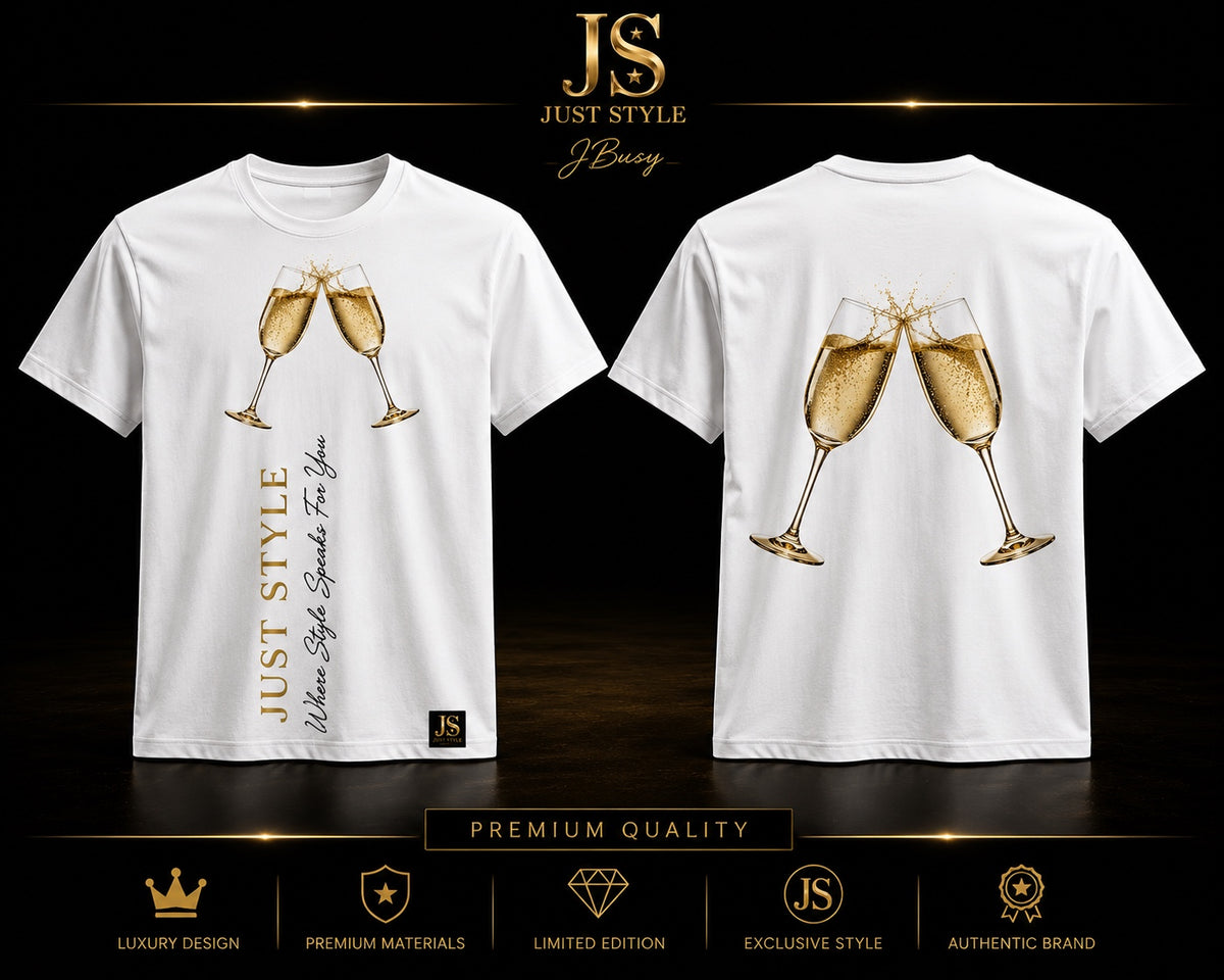 Just Style Champagne Celebration Graphic T-Shirt