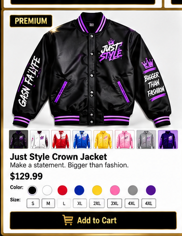 Just Style Crown Jacket — Black & Purple