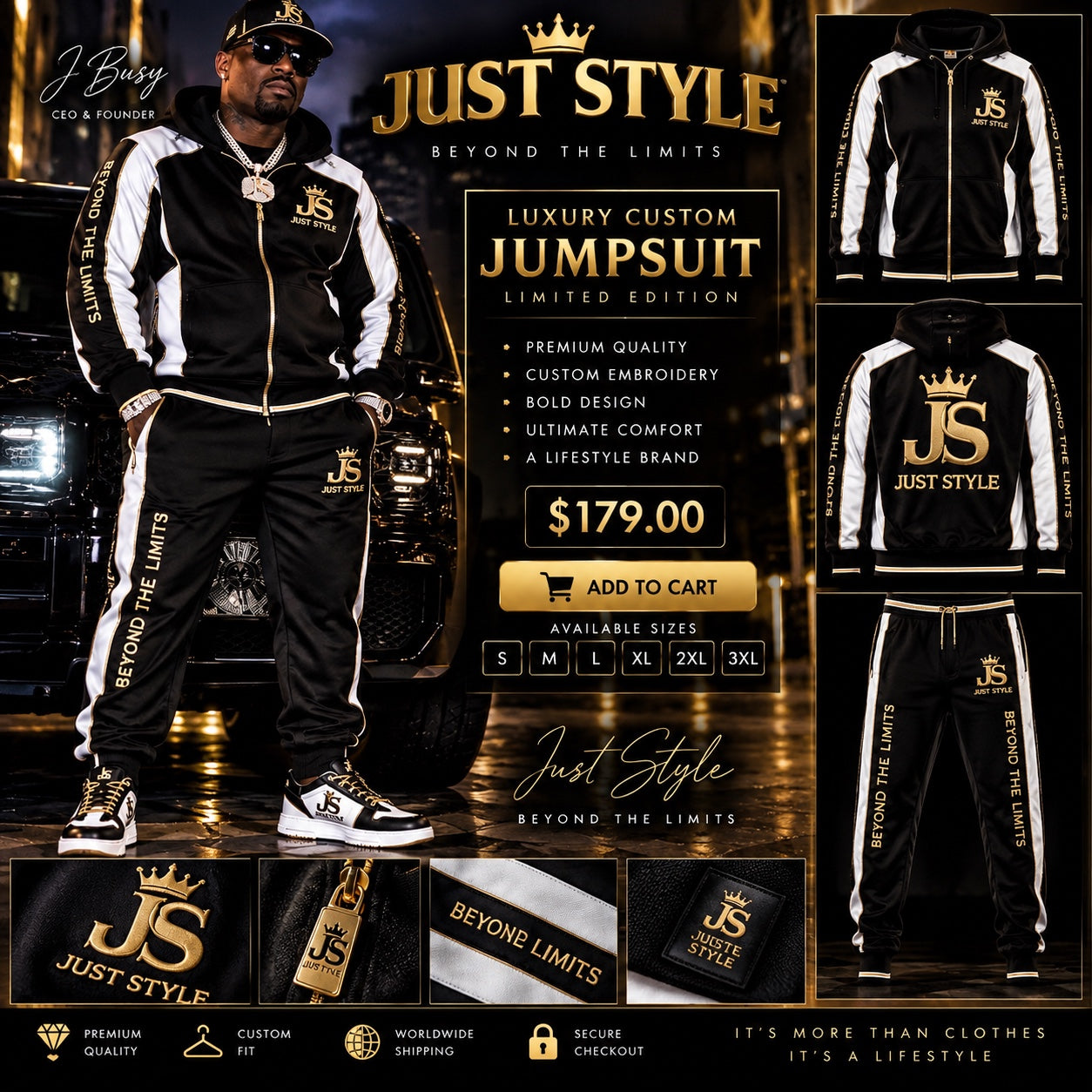 Just Style Custom Black & White Signature Jumpsuit
