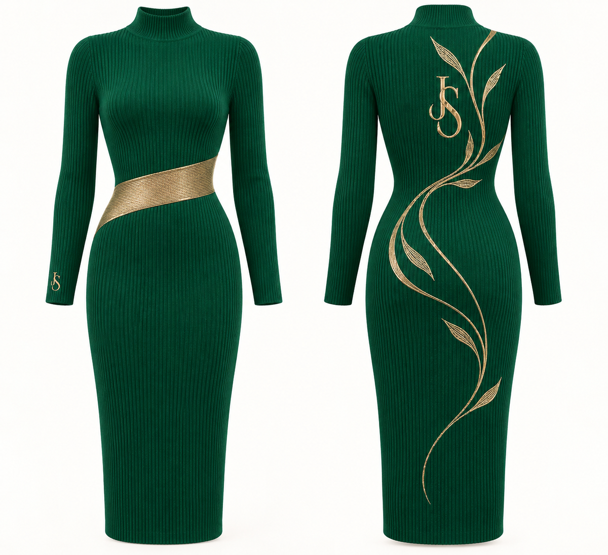 Just Style Emerald Vine Sweater Dress