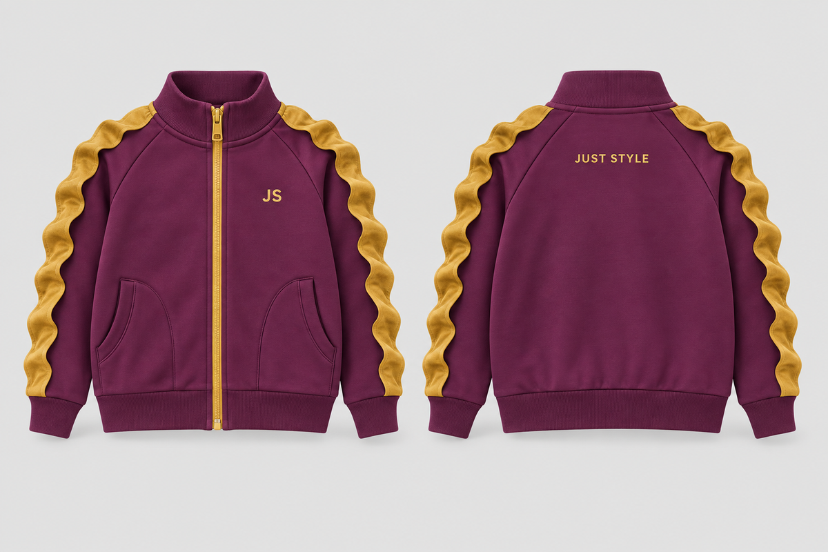 Just Style Official Kids Berry Ochre Side-Ruffle Track Jacket