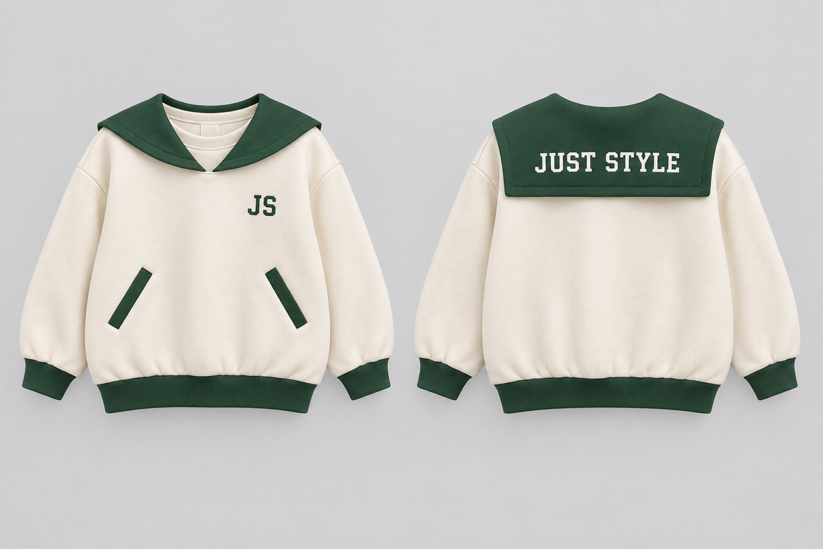 Just Style Official Kids Cream Forest Sailor-Collar Sweatshirt