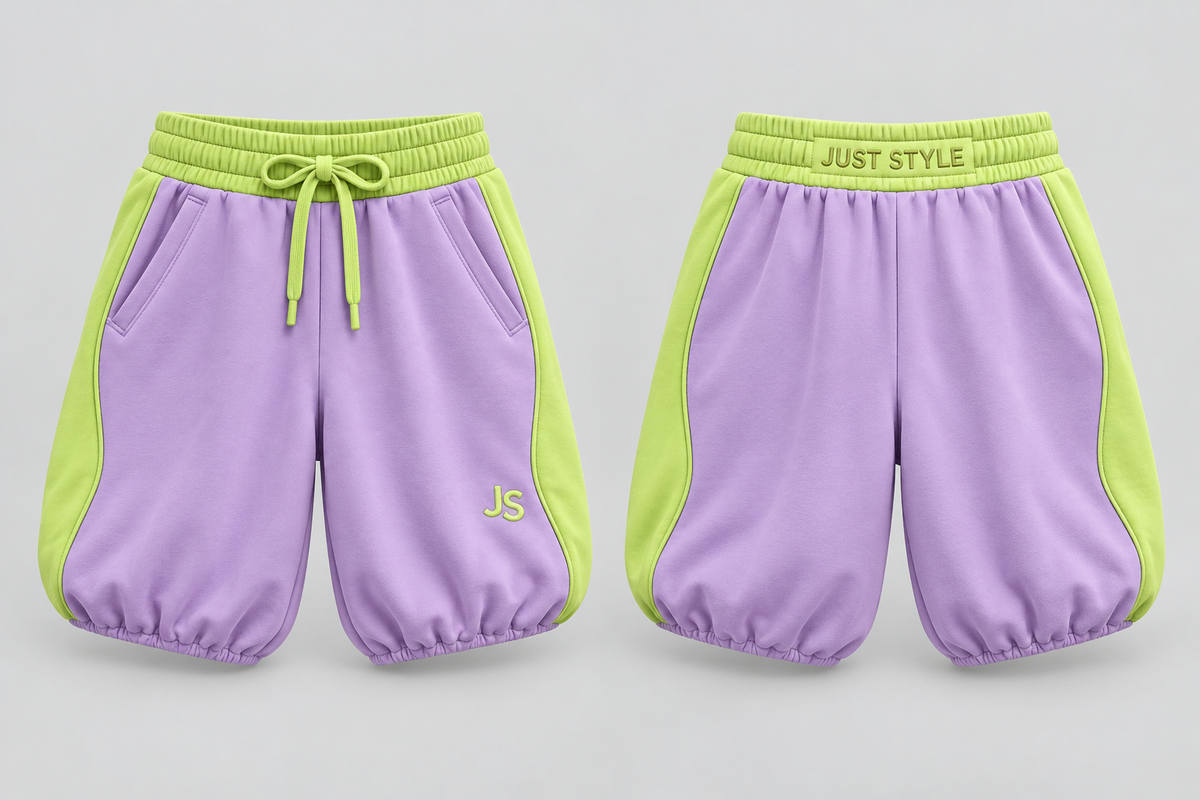 Just Style Official Kids Lilac Lime Bubble-Hem Track Shorts