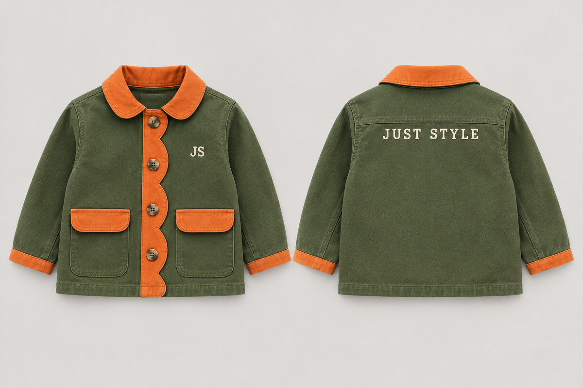 Just Style Official Kids Moss Tangerine Scallop-Placket Chore Jacket