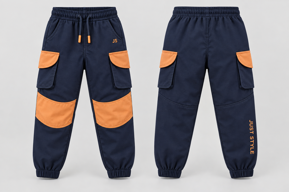 Just Style Official Kids Navy Apricot Crescent-Knee Cargo Pants