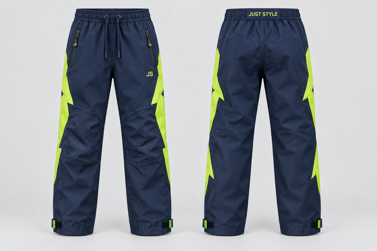 Just Style Official Kids Navy Lime Storm Panel Rain Pants