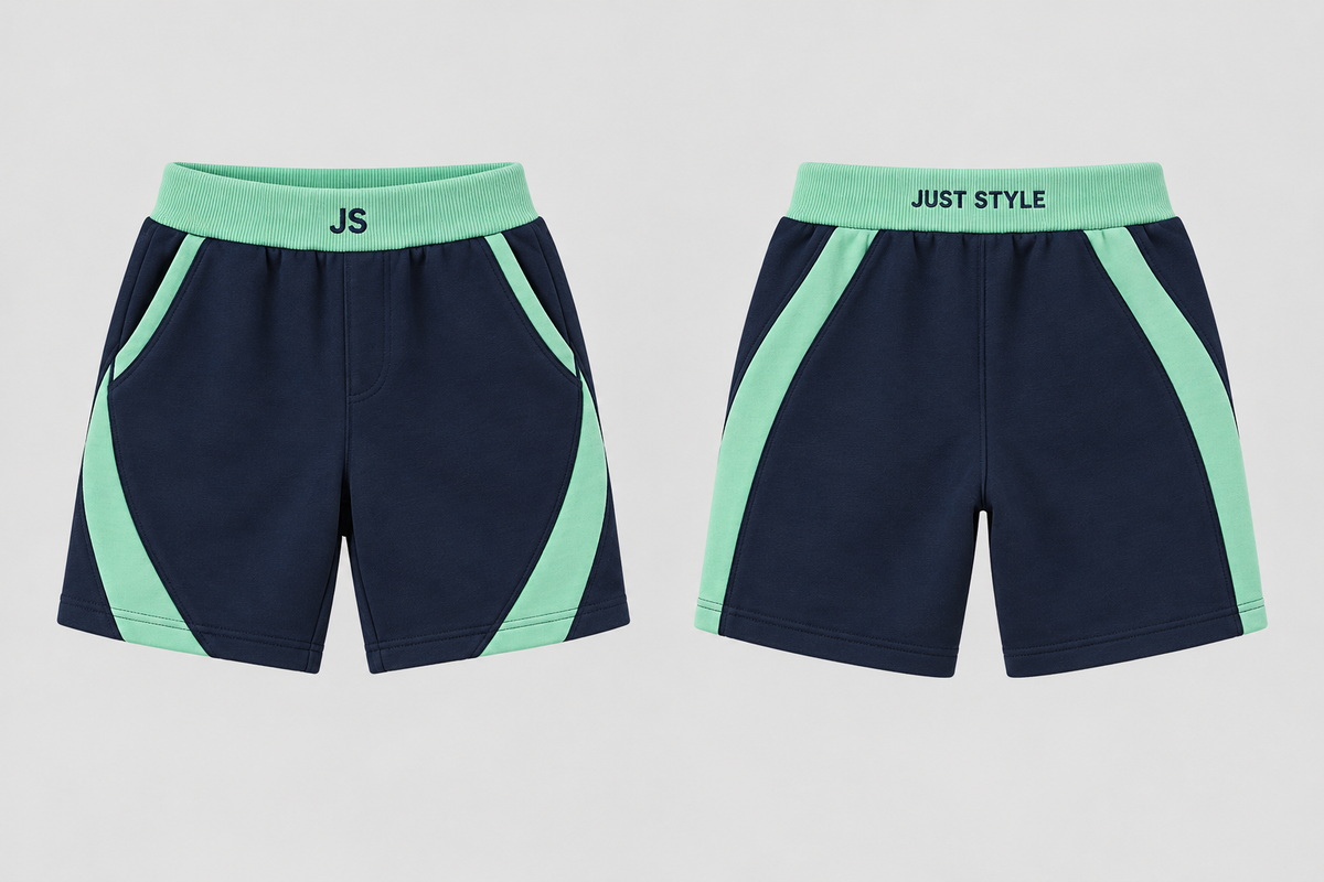 Just Style Official Kids Navy Mint Twin-Arc Shorts