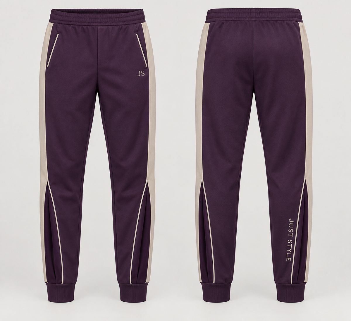 Just Style Official Men’s Aubergine Stone Split-Pleat Track Pants