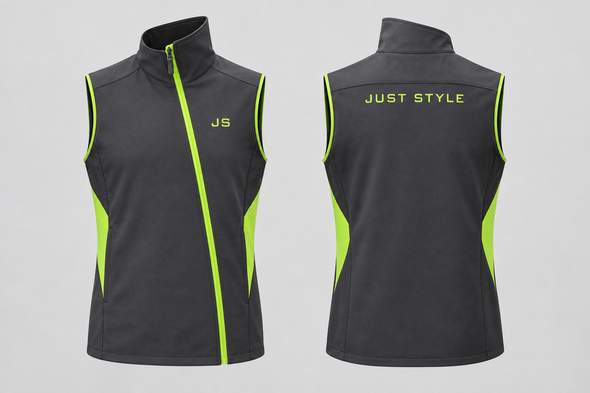Just Style Official Men’s Charcoal Lime Offset-Collar Track Vest