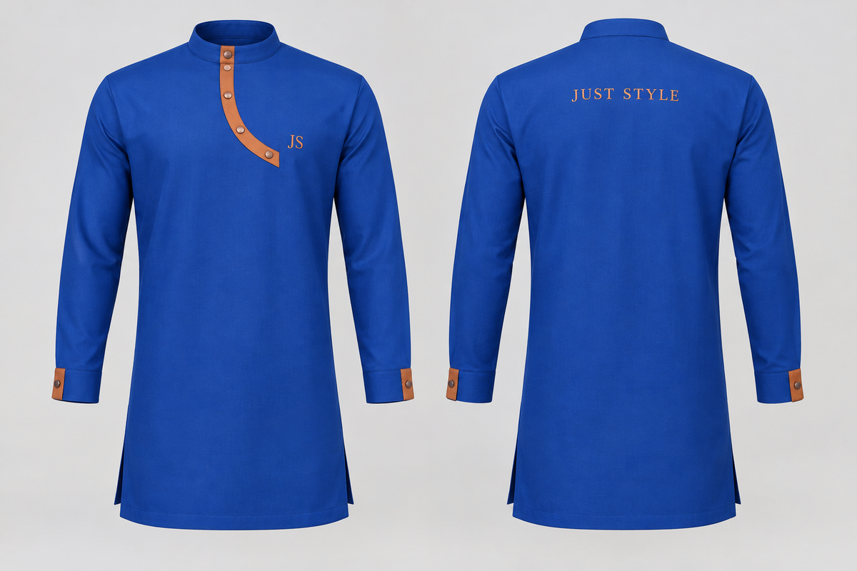 Just Style Official Men’s Cobalt Copper Arc-Placket Tunic Shirt