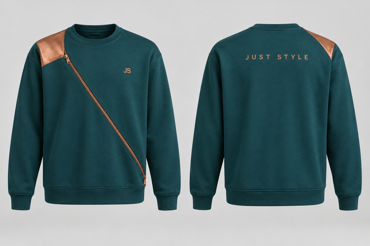 Just Style Official Men’s Deep Teal Copper Asymmetric-Zip Sweatshirt