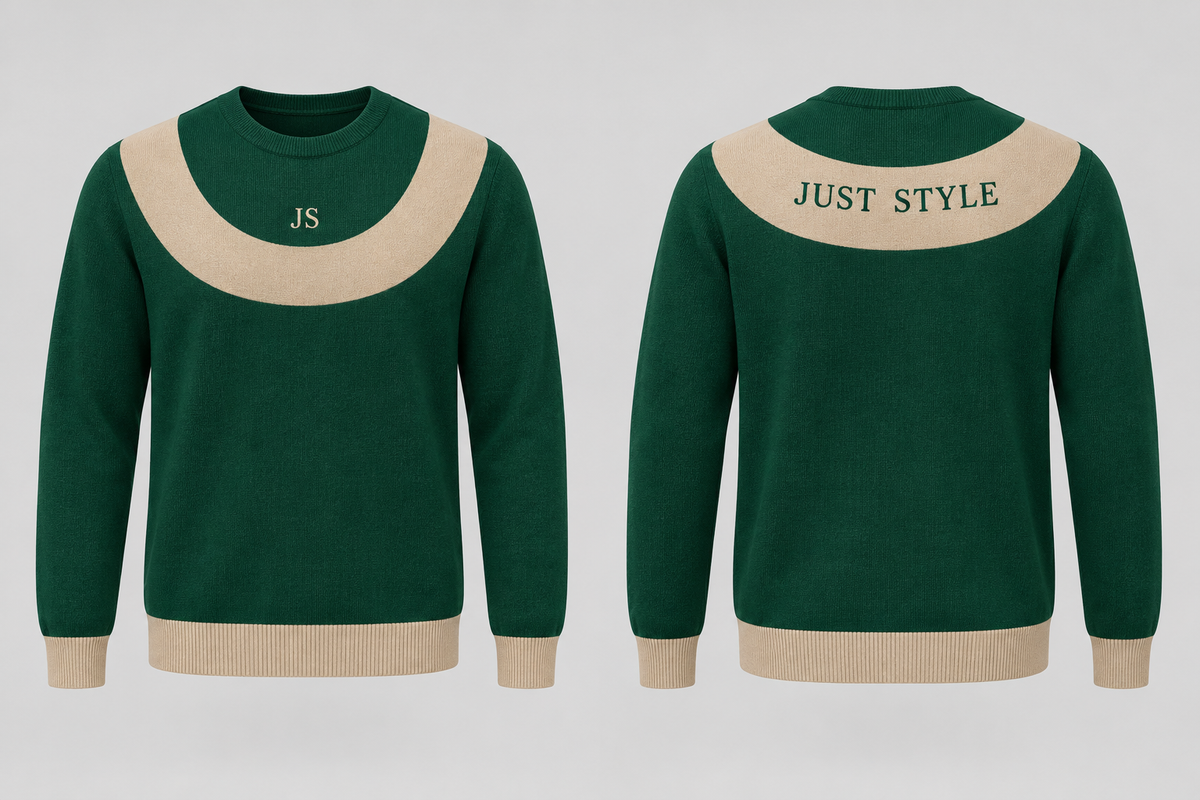 Just Style Official Men’s Emerald Sand Horseshoe-Yoke Sweater