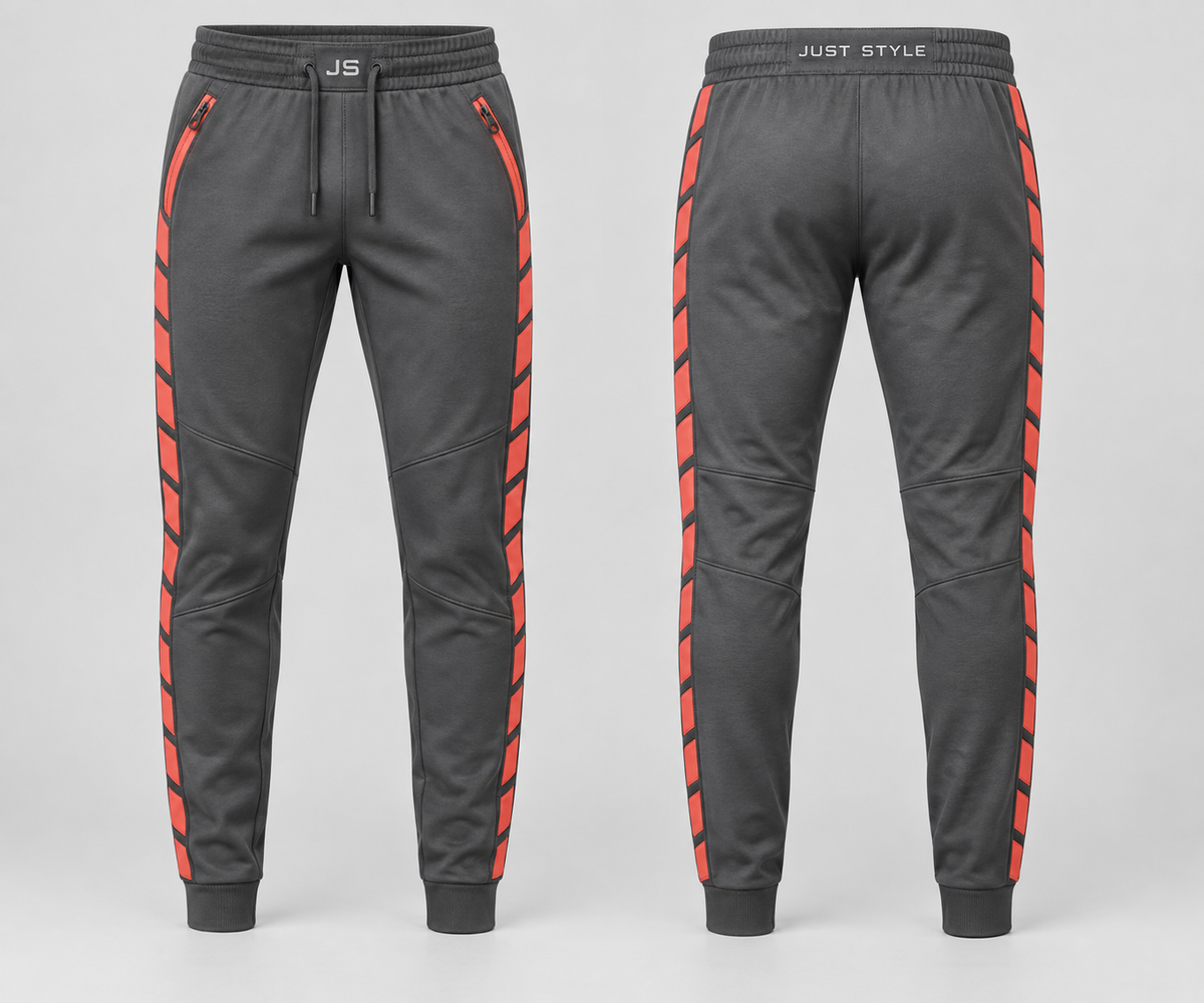 Just Style Official Men’s Graphite Coral Ladder-Seam Joggers
