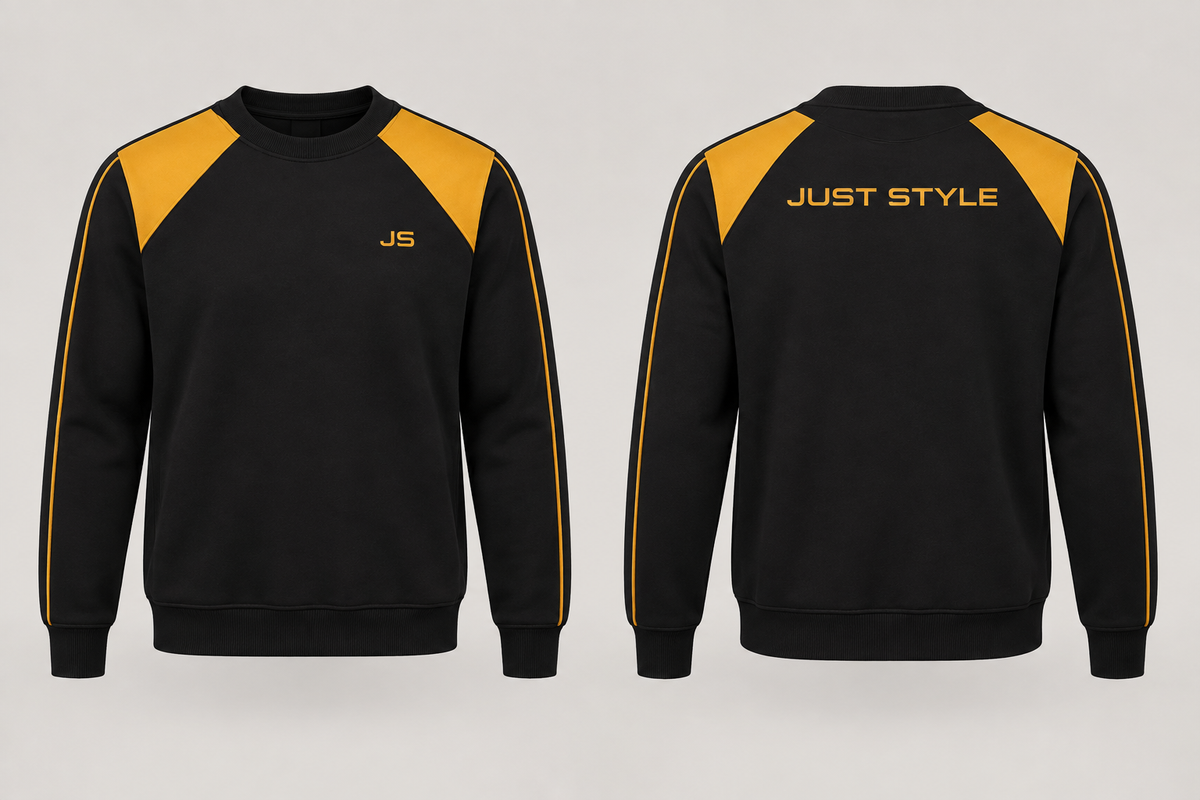 Just Style Official Men’s Ink Marigold Prism-Panel Crewneck Sweater