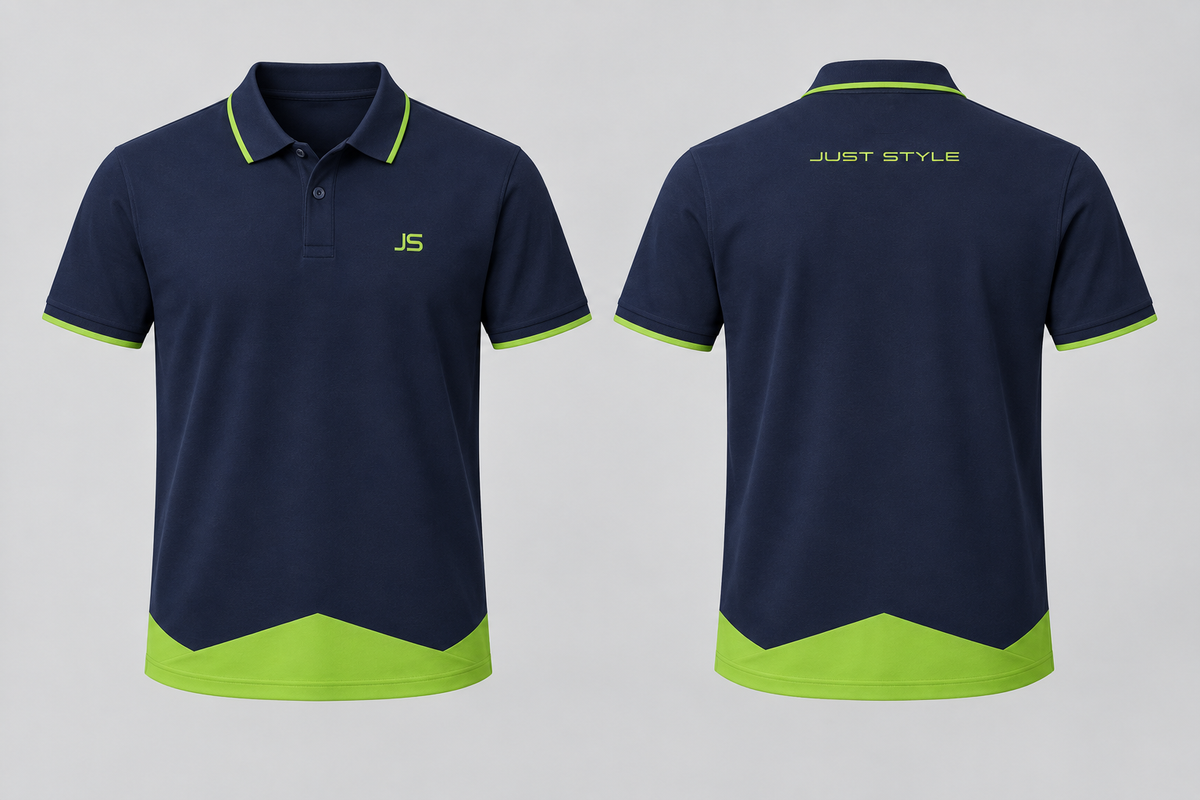 Just Style Official Men’s Midnight Lime Shield-Hem Polo Shirt
