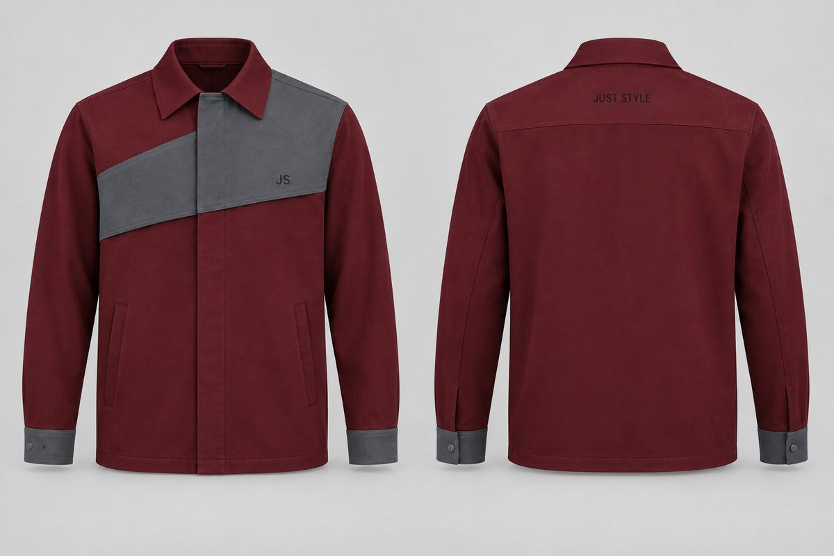 Just Style Official Men’s Oxblood Slate Fold-Panel Overshirt