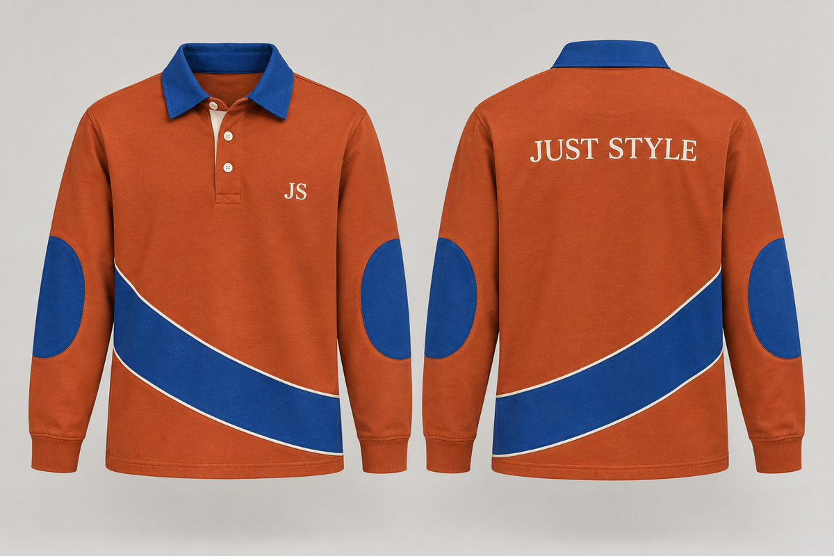 Just Style Official Men’s Rust Cobalt Pivot-Seam Rugby Shirt