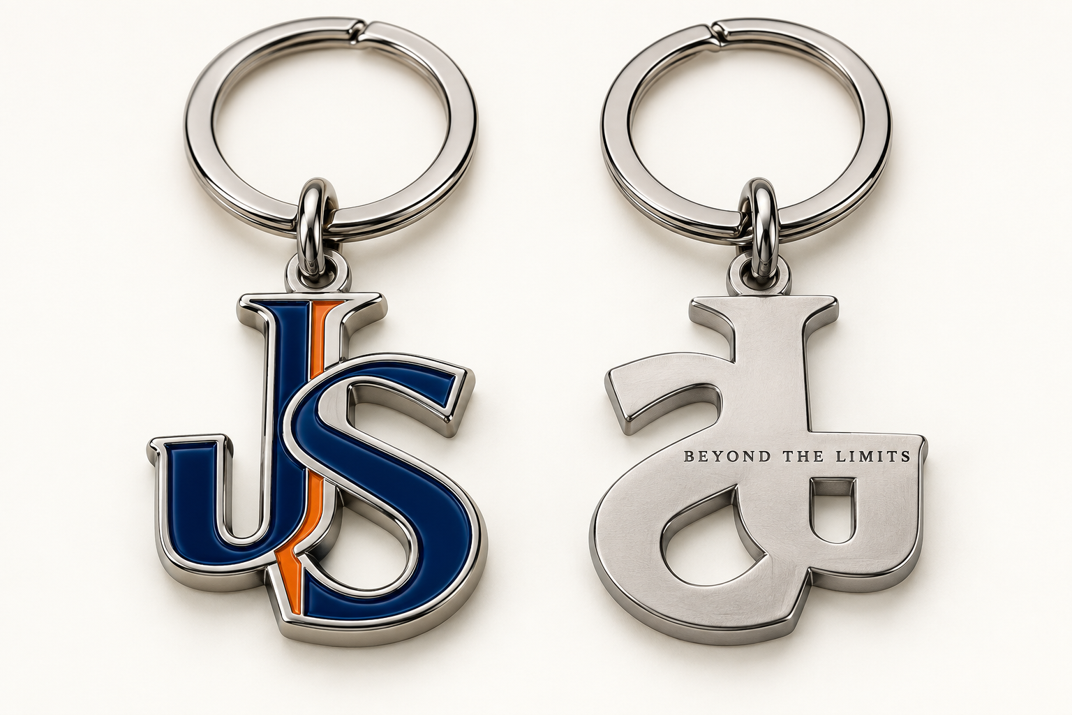 Just Style Beveled Metal Monogram Keychain