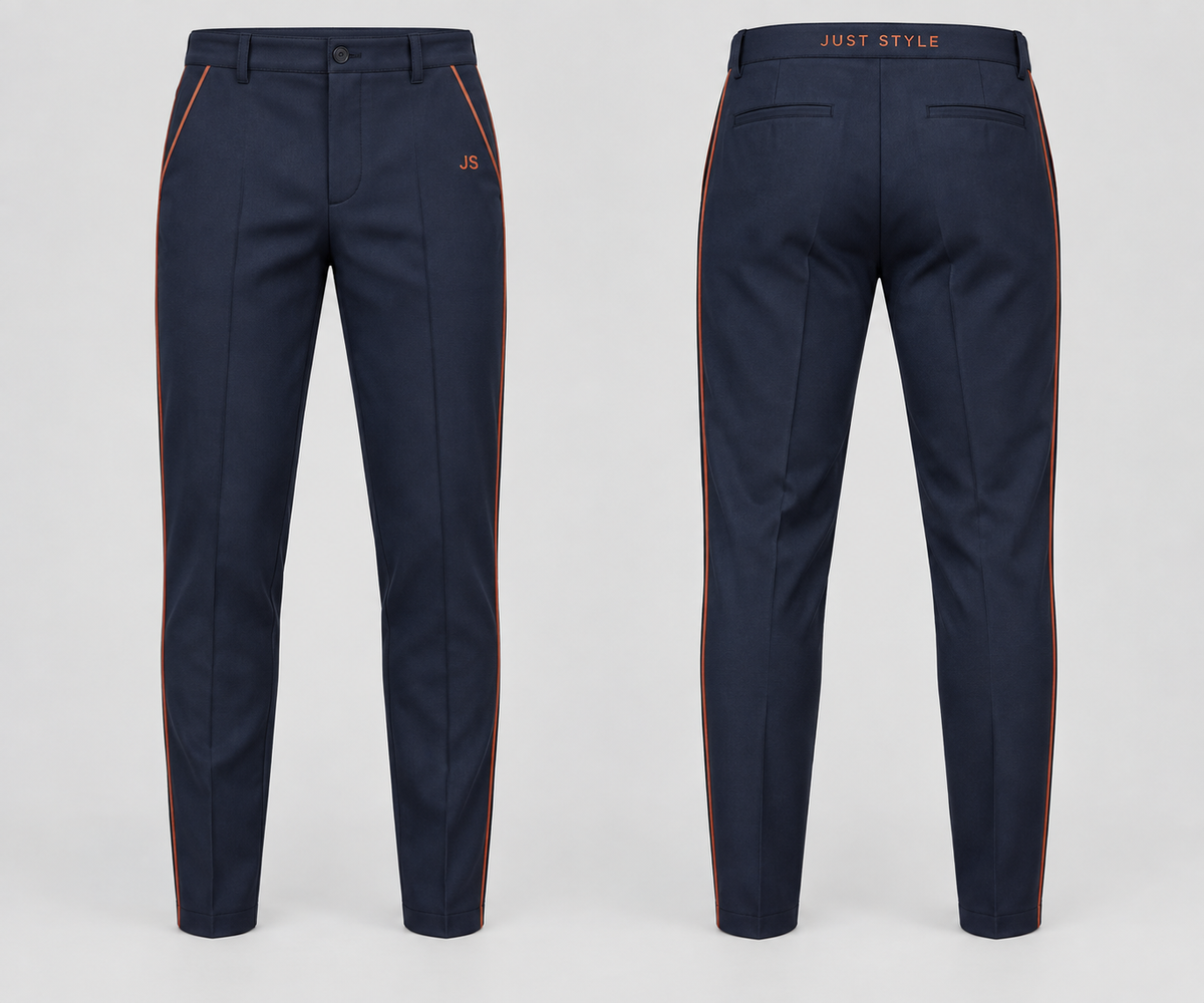 Just Style Official Navy Rust Meridian Tapered Slacks
