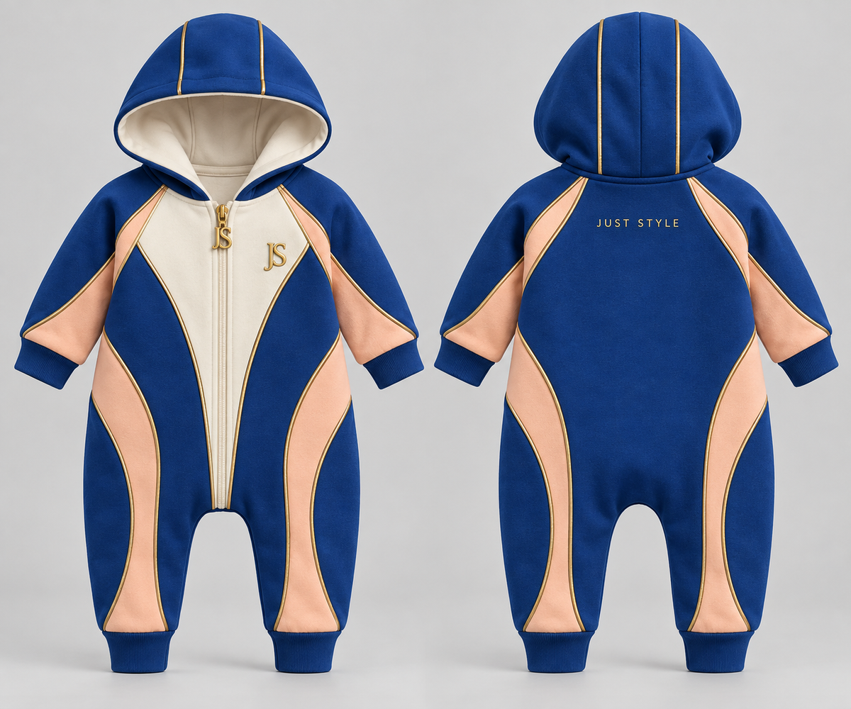 Just Style Official Baby Cobalt Peach Hooded Romper