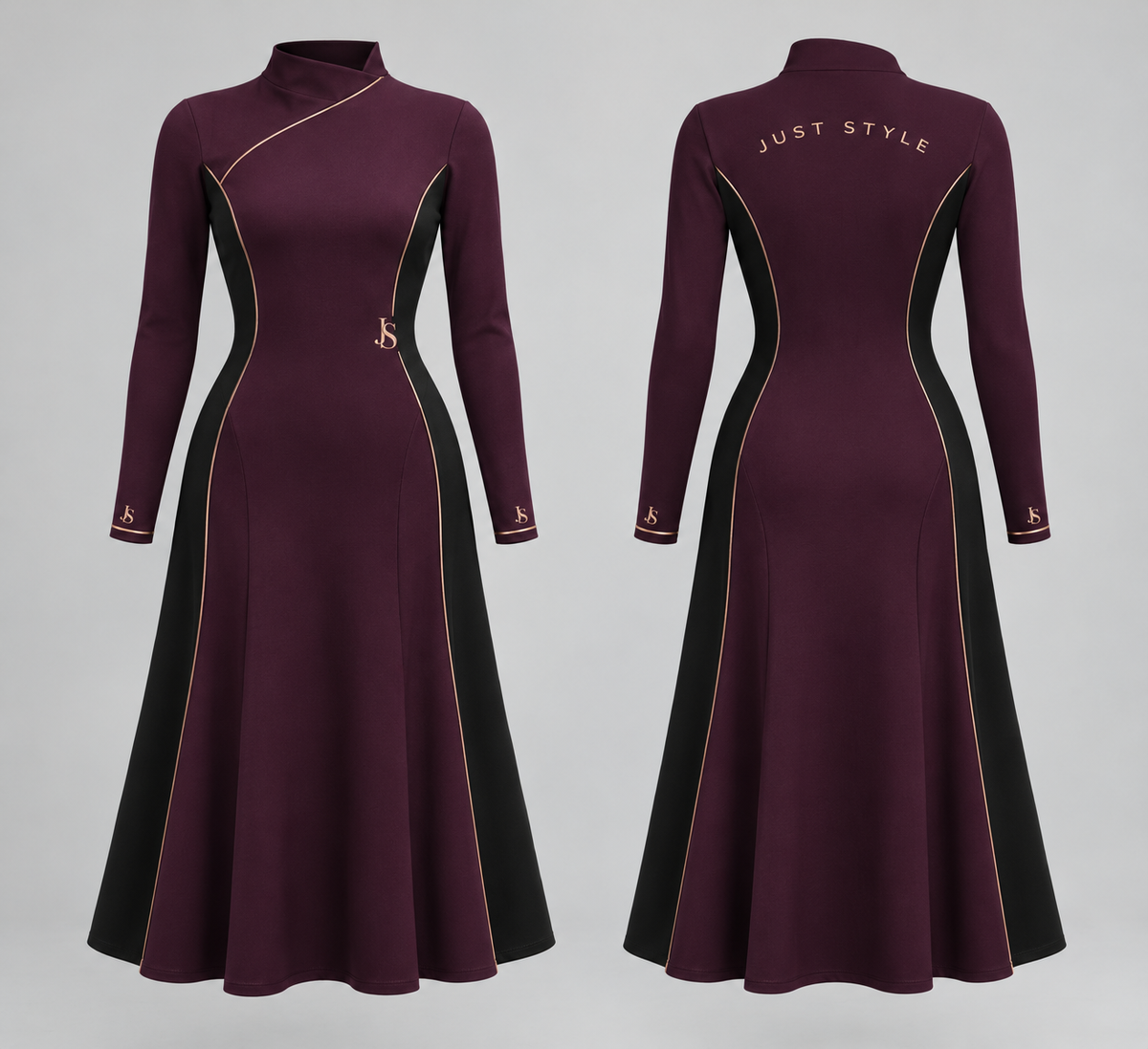 Just Style Official Plum Arc Panel Midi Dress