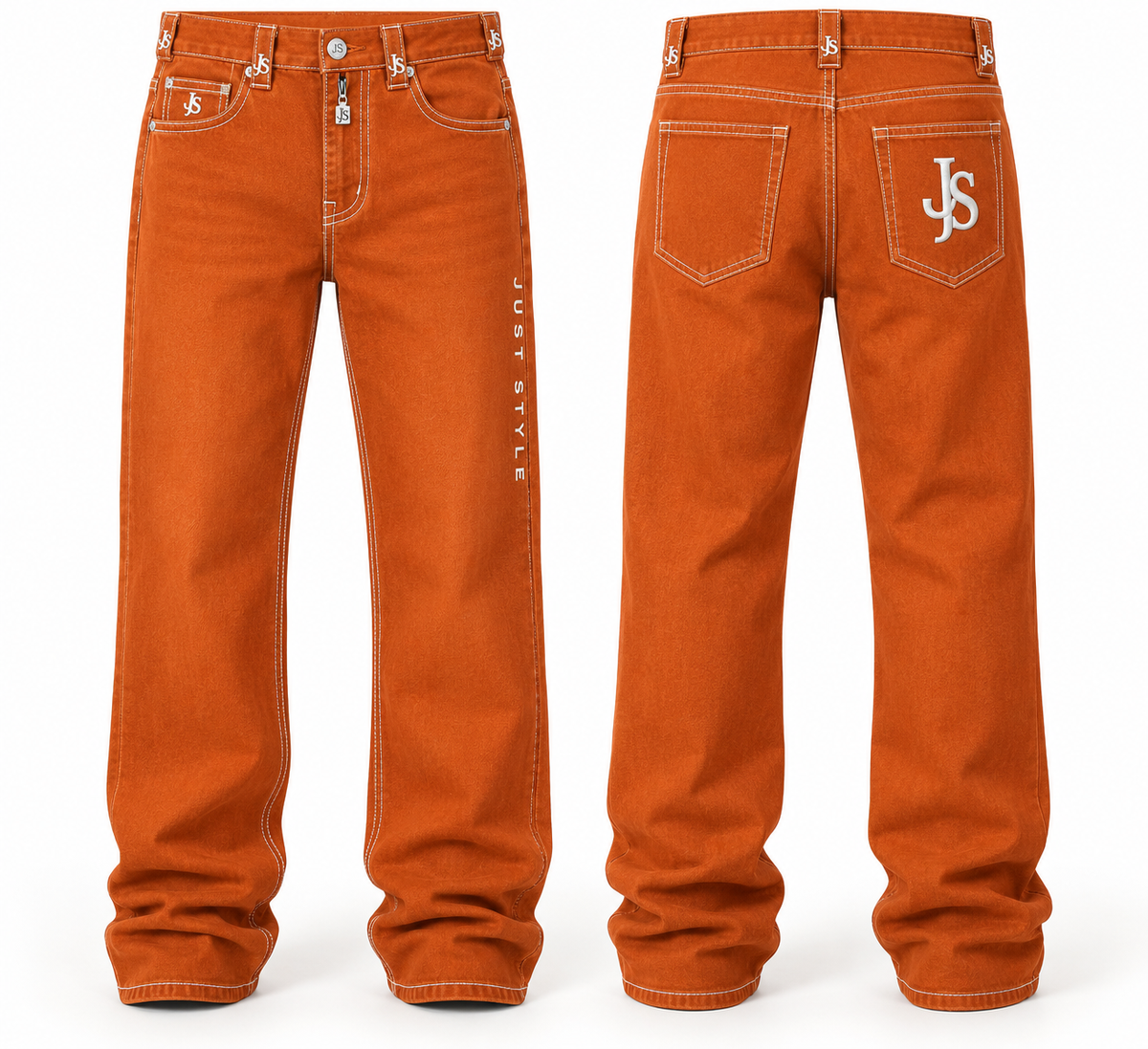 Just Style Official Signature Luxury Jeans — Orange/White