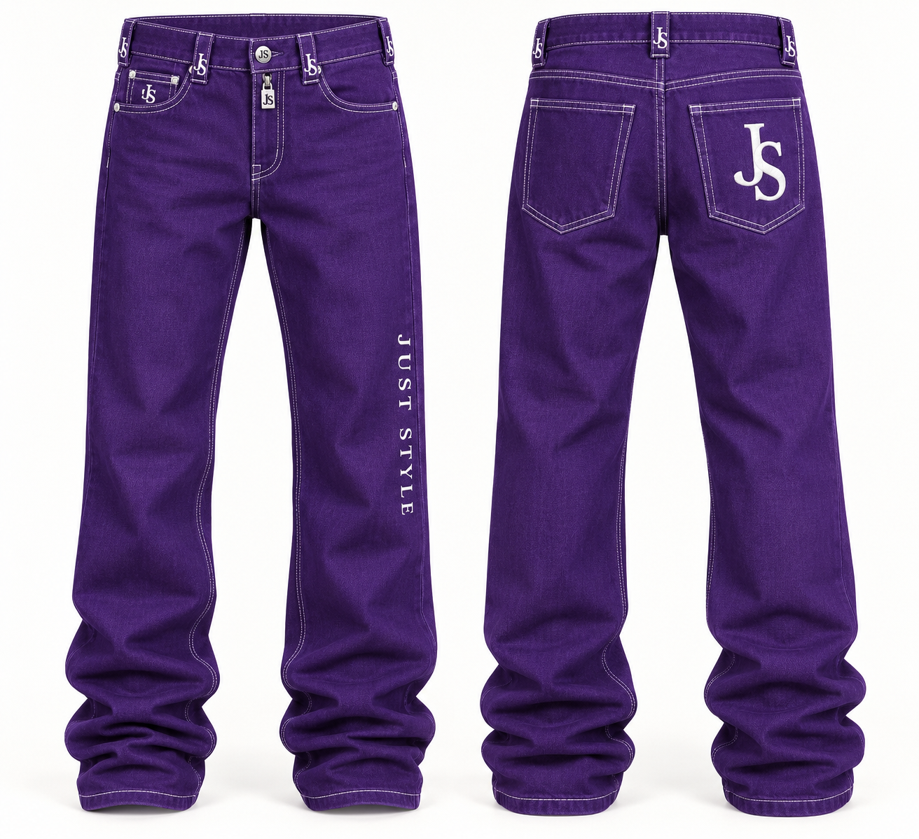 Just Style Official Signature Luxury Jeans — Purple/White