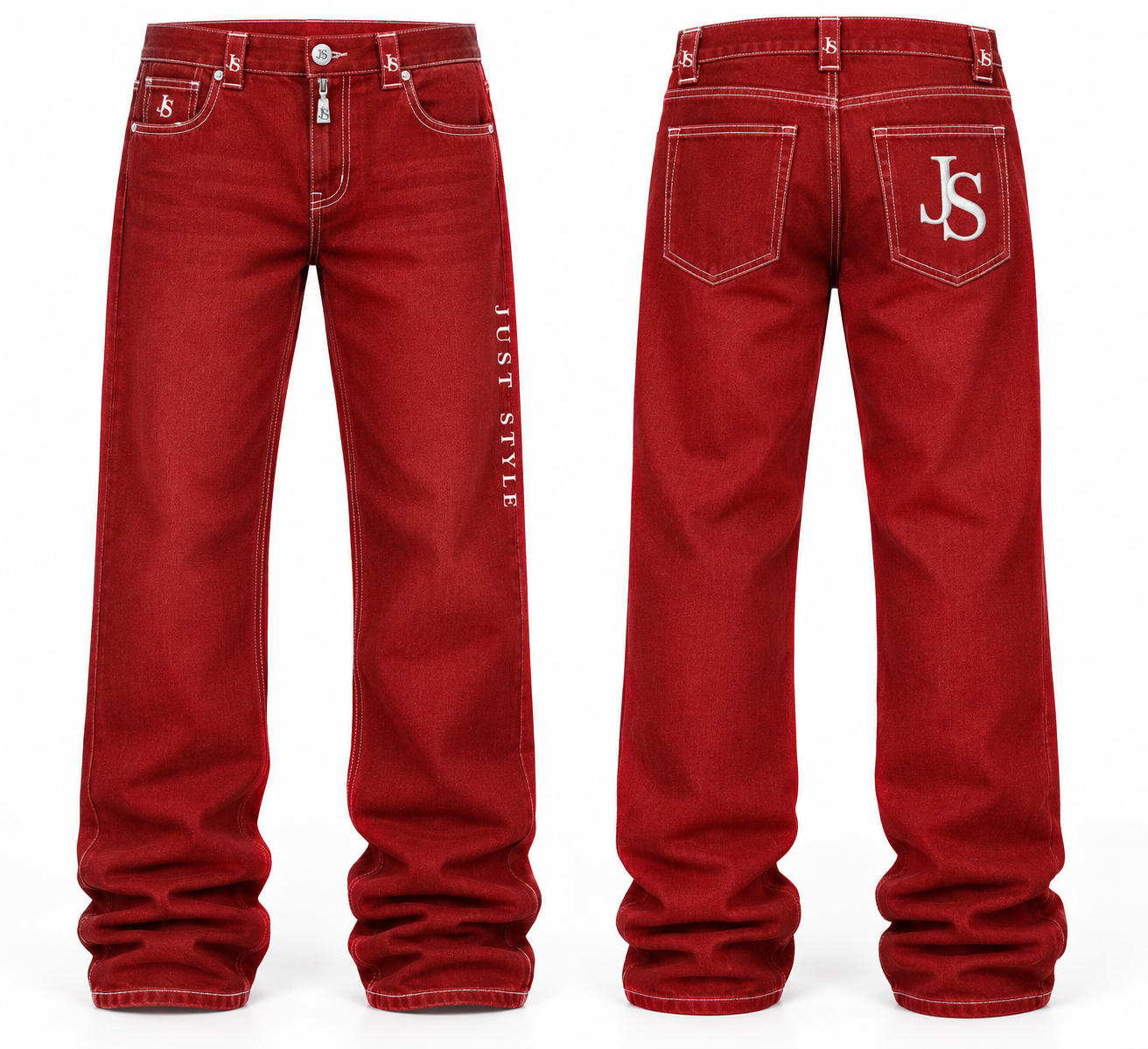 Just Style Official Signature Luxury Jeans — Red/White