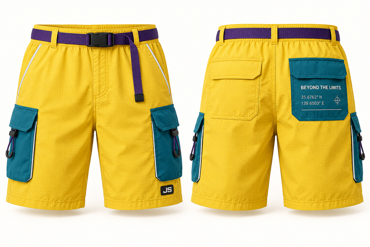 Just Style Official Sun-Yellow Compass Cargo Shorts