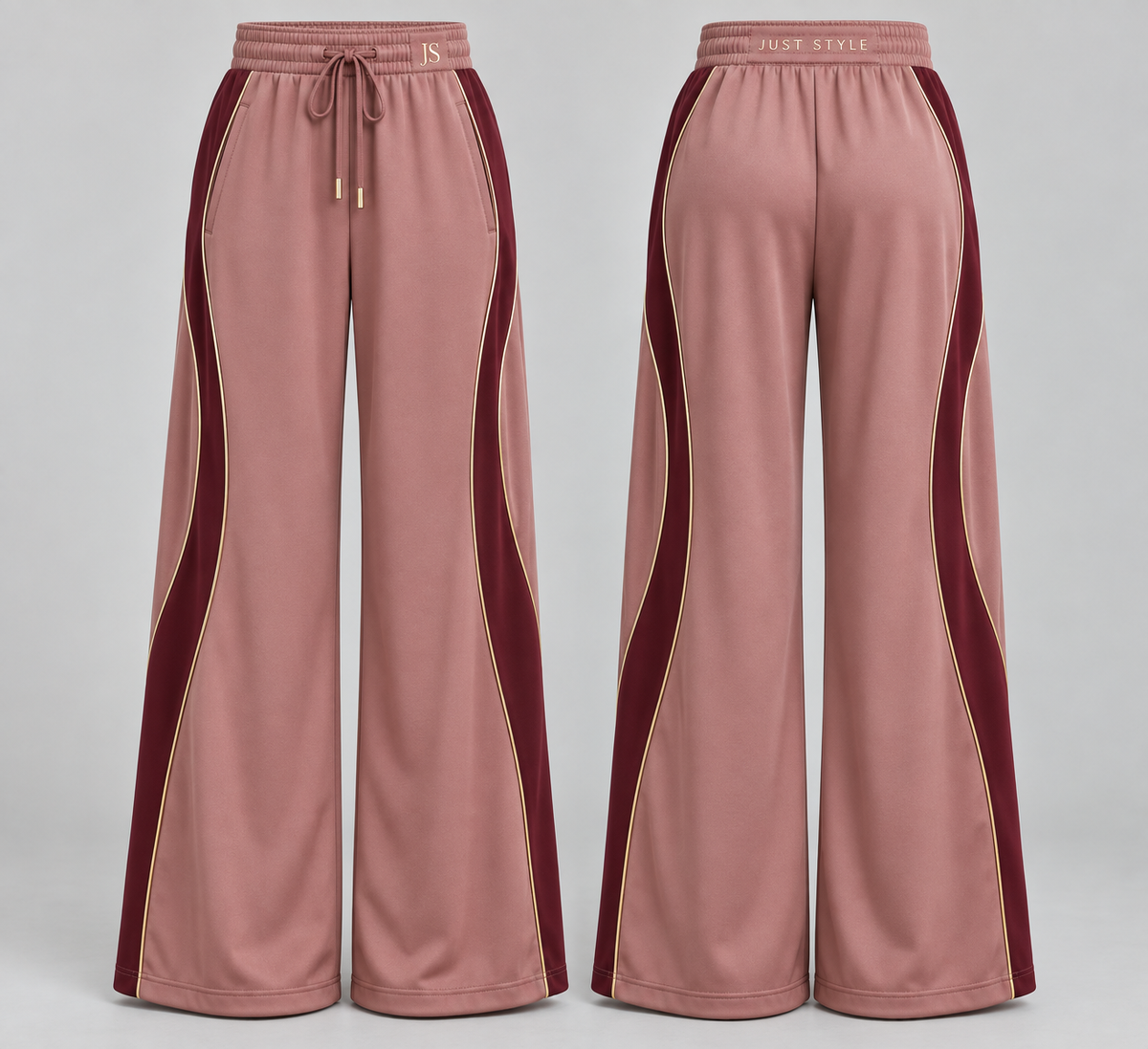 Just Style Official Women’s Rose Goldline Wide-Leg Track Pants