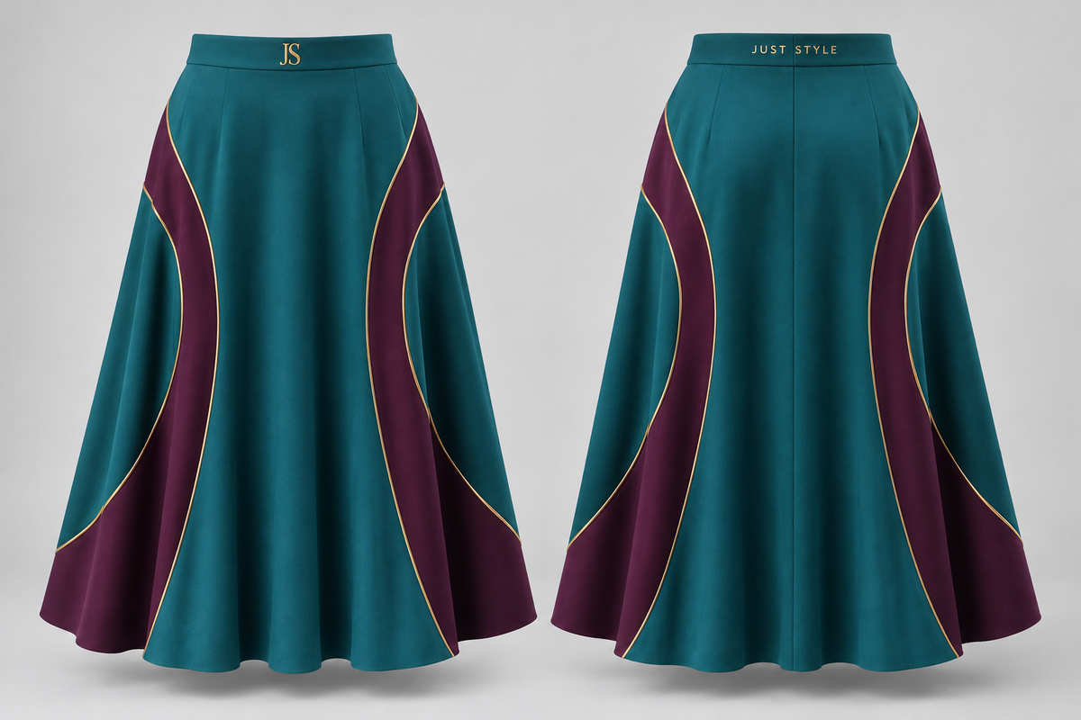Just Style Official Women’s Teal Plum Arc Midi Skirt