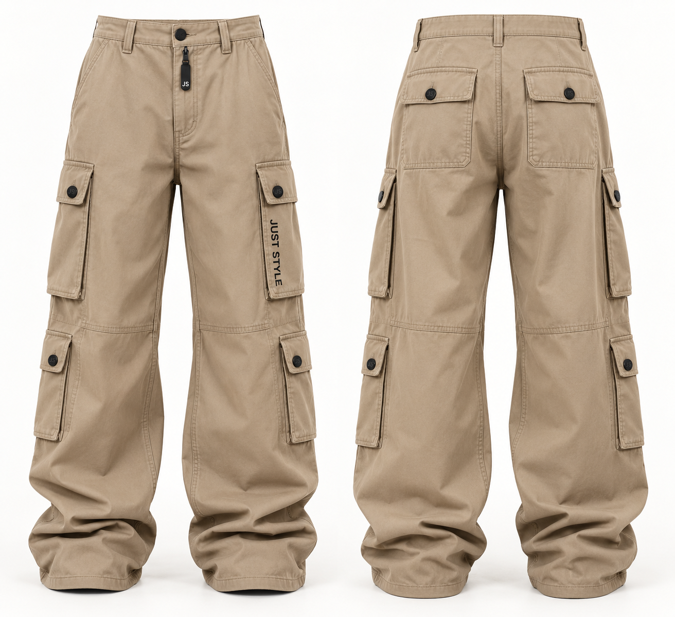 Just Style Sandstone Wide-Leg Utility Pants