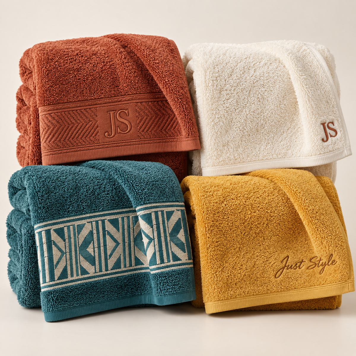 Just Style Four-Color Signature Bath Towel Set